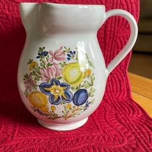 Hand painted Italian KBNY Pottery.  Pitcher 6-1/2 inches tall